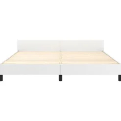 Cadre de lit avec tete de lit sans matelas blanc 160x200 cm