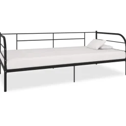 Cadre de lit de repos sans matelas noir metal 90x200 cm