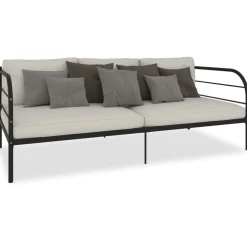 Cadre de lit de repos sans matelas noir metal 90x200 cm