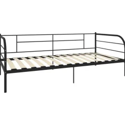 Cadre de lit de repos sans matelas noir metal 90x200 cm