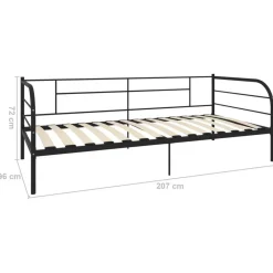 Cadre de lit de repos sans matelas noir metal 90x200 cm