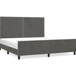 Cadre de lit sans matelas gris fonce 160x200 cm velours