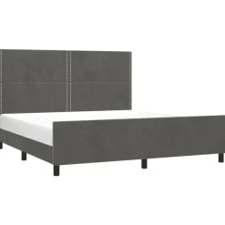 Cadre de lit sans matelas gris fonce 160x200 cm velours