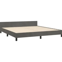 Cadre de lit sans matelas gris fonce 160x200 cm velours