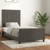 Cadre de lit sans matelas gris fonce 90x200 cm velours