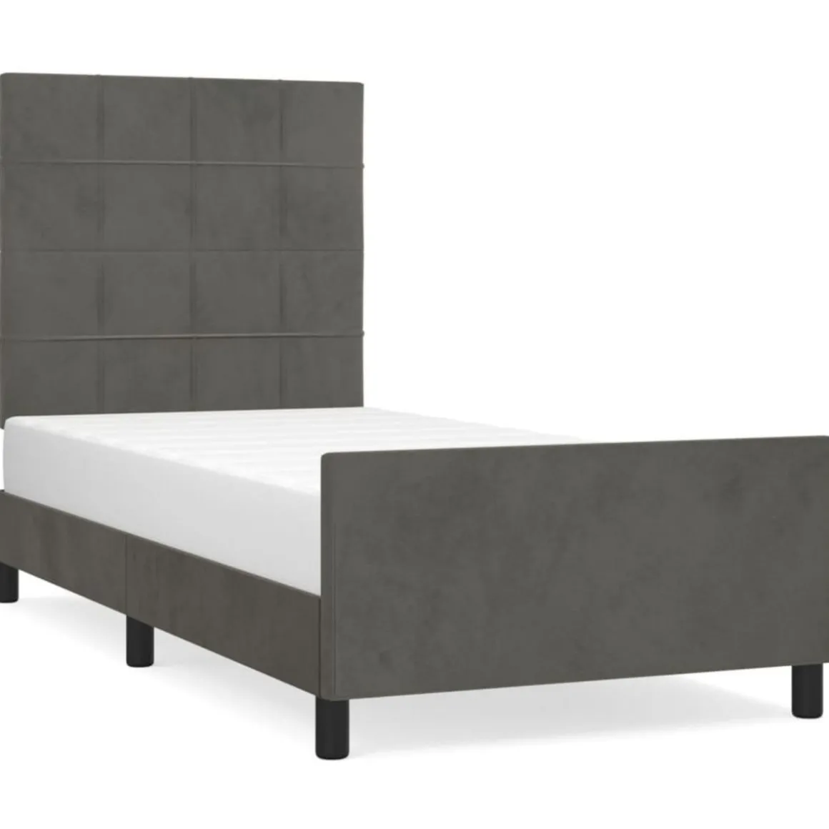 Cadre de lit sans matelas gris fonce 90x200 cm velours