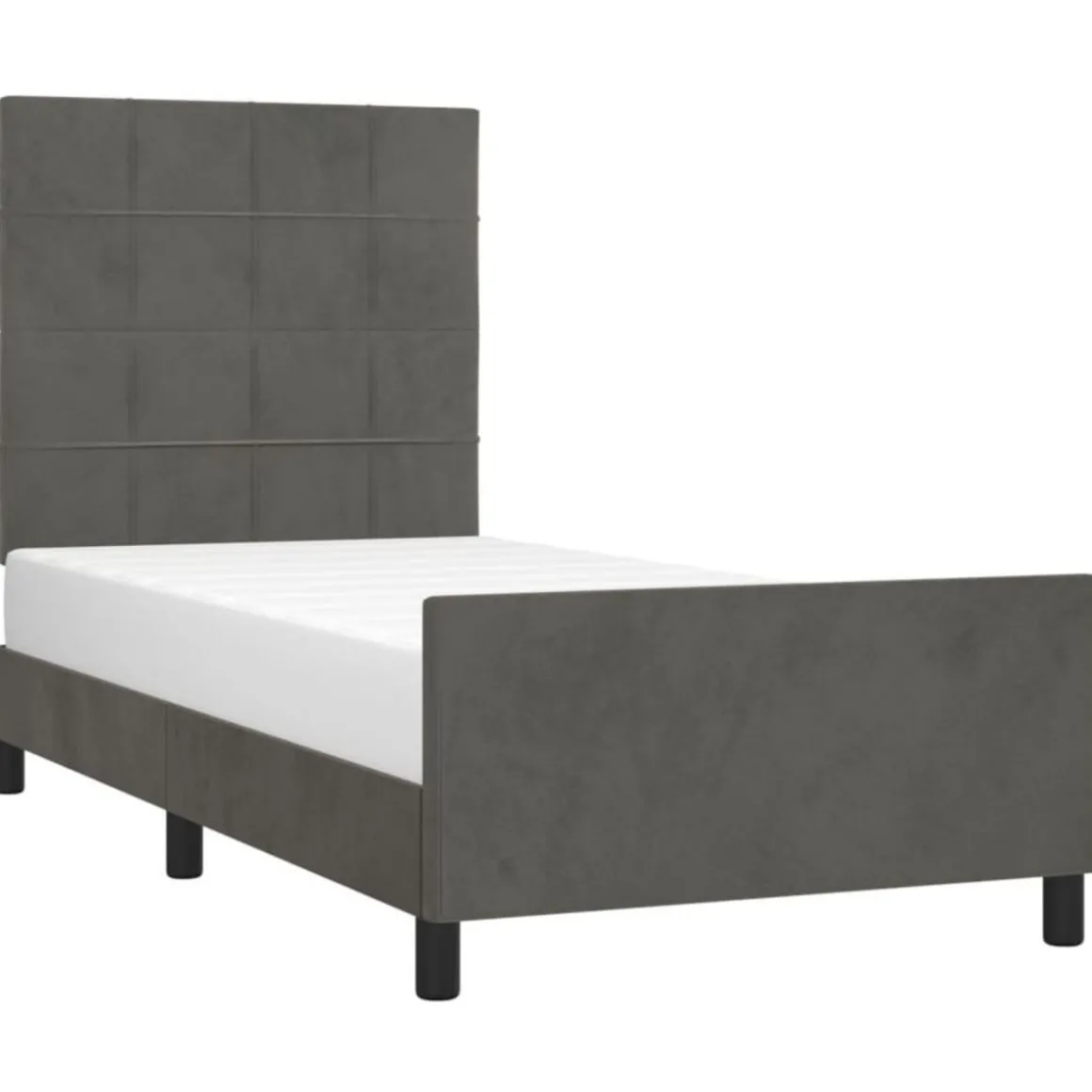 Cadre de lit sans matelas gris fonce 90x200 cm velours
