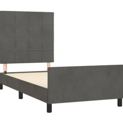 Cadre de lit sans matelas gris fonce 90x200 cm velours