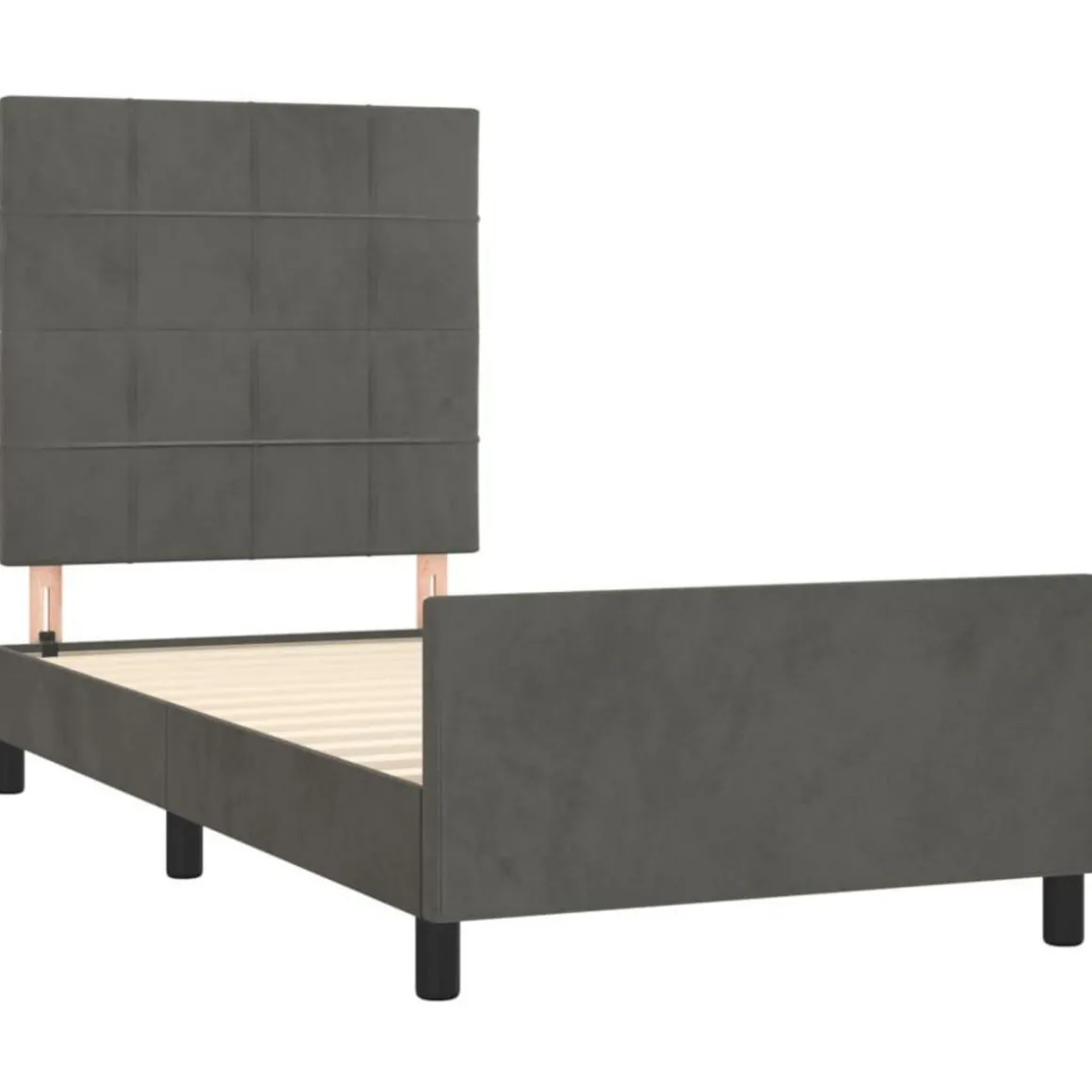 Cadre de lit sans matelas gris fonce 90x200 cm velours