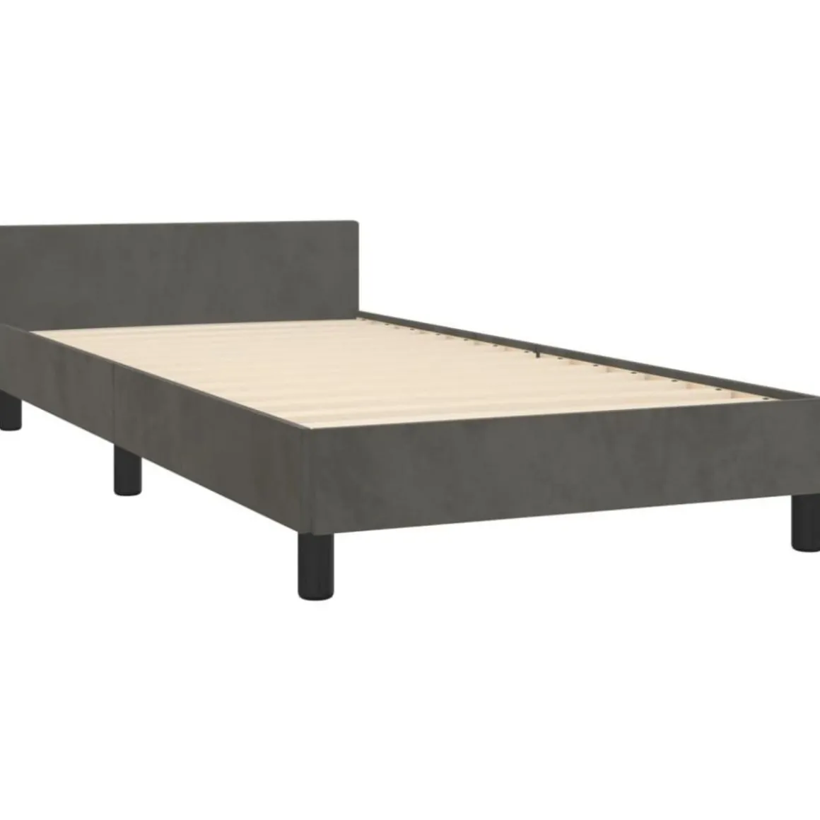 Cadre de lit sans matelas gris fonce 90x200 cm velours