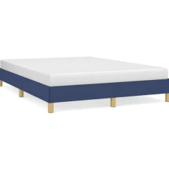 Cadre de lit sans matelas bleu 140x190 cm tissu