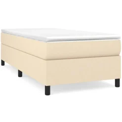 Cadre de lit sans matelas creme 90x200 cm tissu