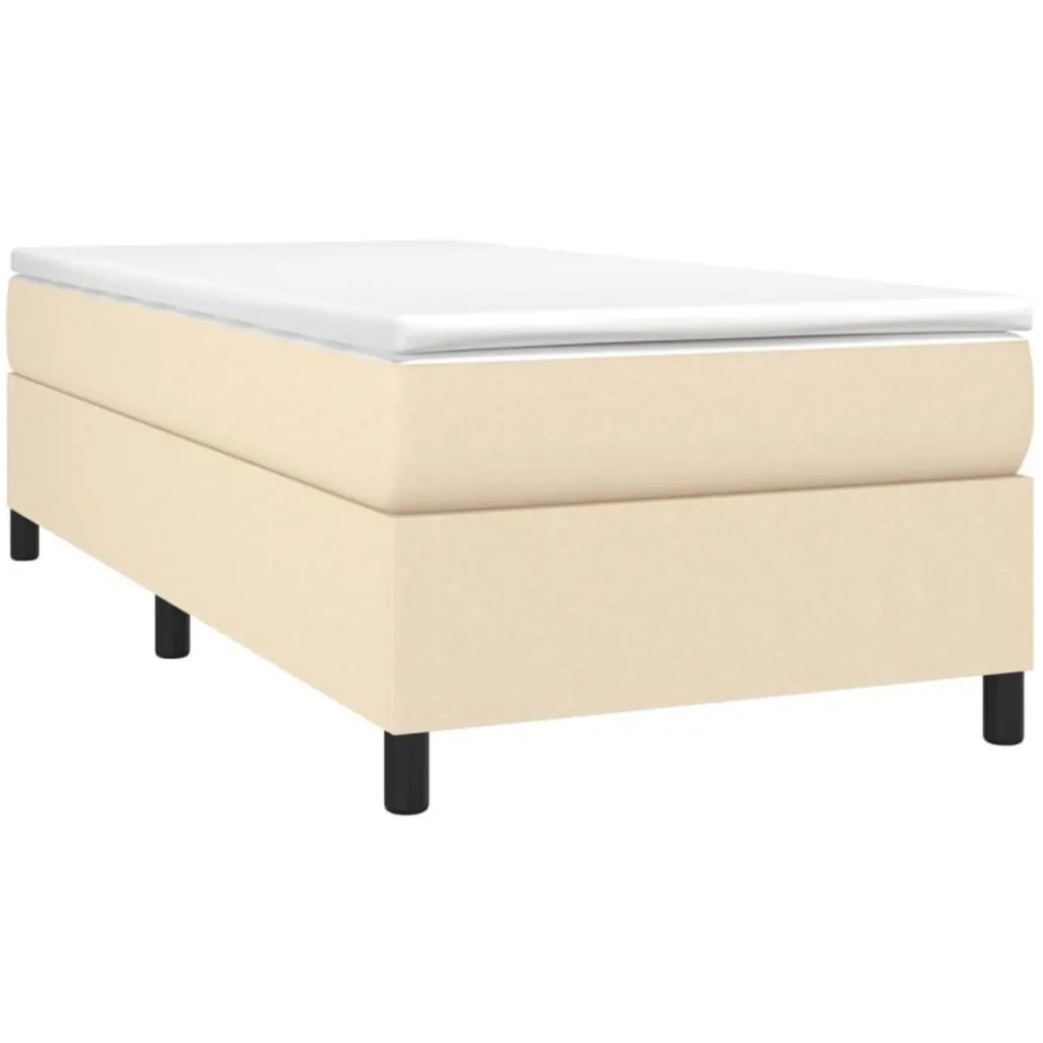 Cadre de lit sans matelas creme 90x200 cm tissu