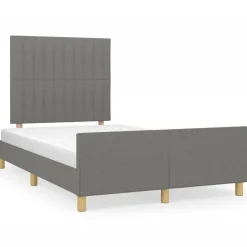 Cadre de lit sans matelas gris fonce 120x200 cm tissu