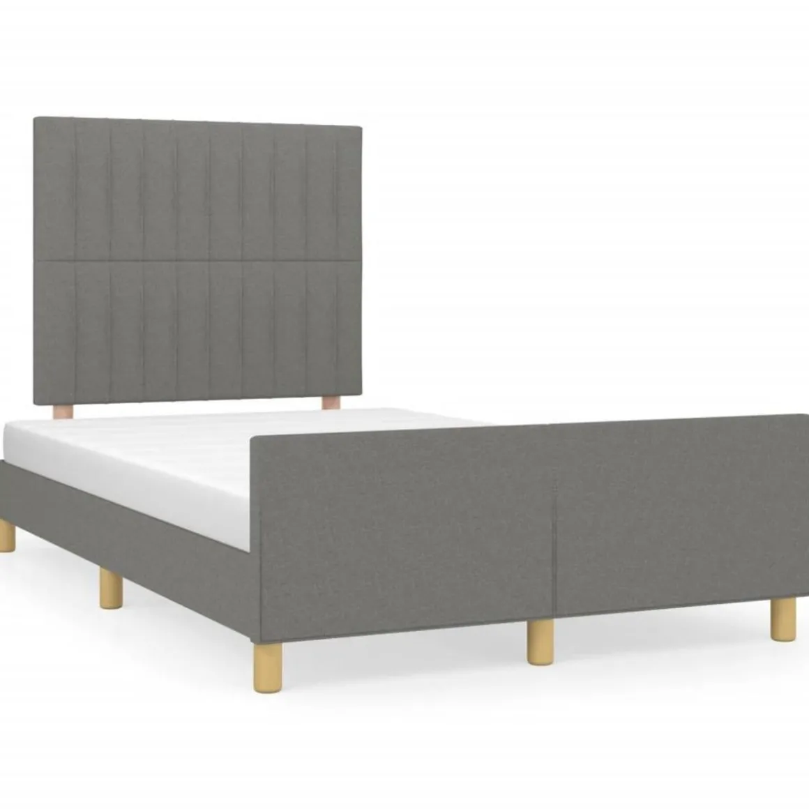 Cadre de lit sans matelas gris fonce 120x200 cm tissu
