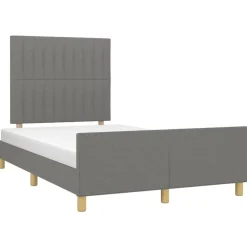 Cadre de lit sans matelas gris fonce 120x200 cm tissu