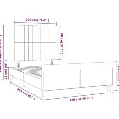 Cadre de lit sans matelas gris fonce 120x200 cm tissu