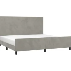Cadre de lit sans matelas gris clair 200x200 cm velours
