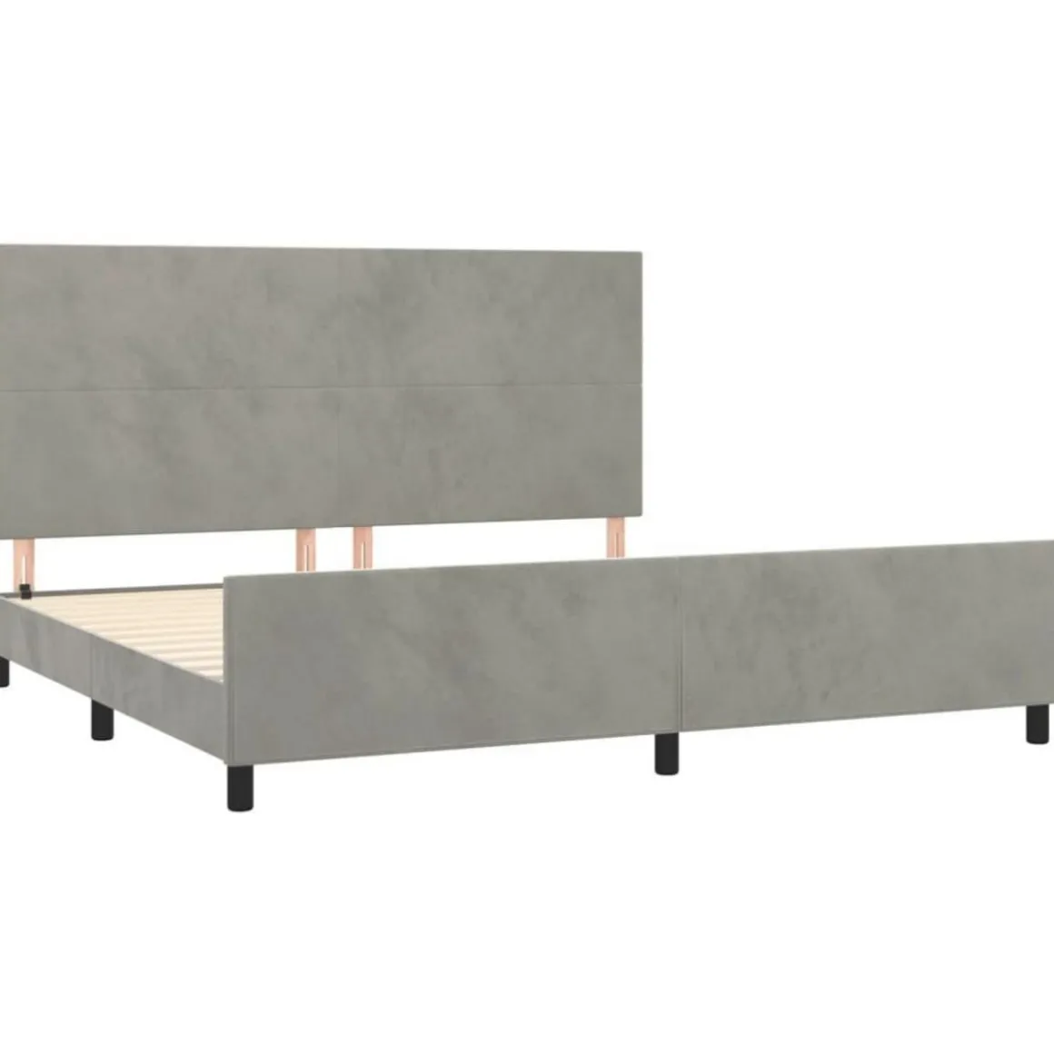 Cadre de lit sans matelas gris clair 200x200 cm velours