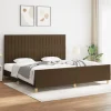 Cadre de lit sans matelas marron fonce 200x200 cm tissu