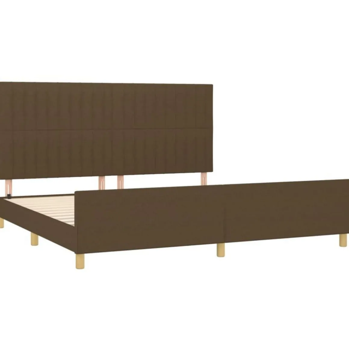Cadre de lit sans matelas marron fonce 200x200 cm tissu