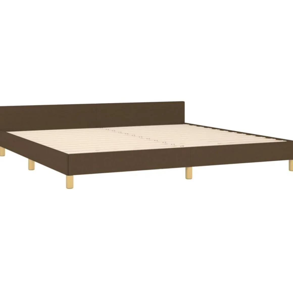 Cadre de lit sans matelas marron fonce 200x200 cm tissu