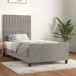 Cadre de lit sans matelas gris clair 80x200 cm velours