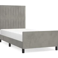 Cadre de lit sans matelas gris clair 80x200 cm velours