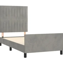 Cadre de lit sans matelas gris clair 80x200 cm velours