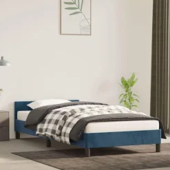 Cadre de lit sans matelas bleu fonce 80x200 cm velours