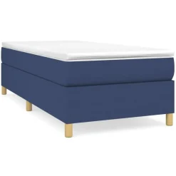 Cadre de lit sans matelas bleu 90x200 cm tissu