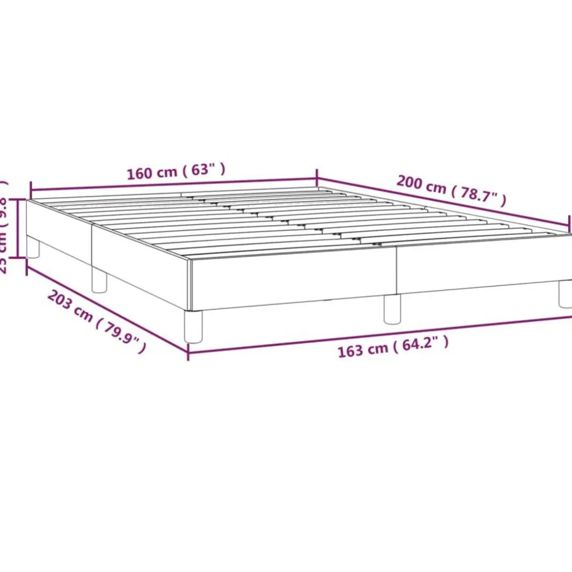 Cadre de lit sans matelas taupe 160x200 cm tissu