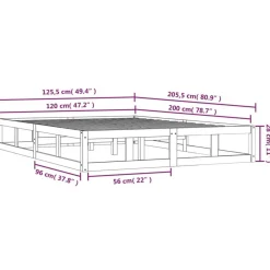 Cadre de lit sans matelas 120x200 cm bois massif