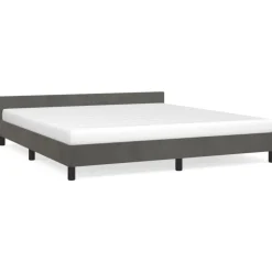 Cadre de lit sans matelas gris fonce 160x200 cm velours