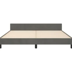 Cadre de lit sans matelas gris fonce 160x200 cm velours