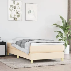 Cadre de lit sans matelas creme 100x200 cm tissu
