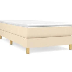 Cadre de lit sans matelas creme 100x200 cm tissu