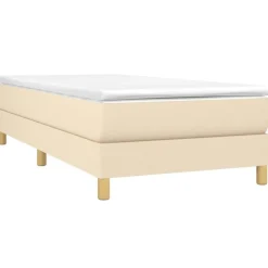 Cadre de lit sans matelas creme 100x200 cm tissu