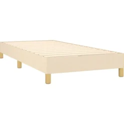 Cadre de lit sans matelas creme 100x200 cm tissu