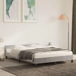 Cadre de lit sans matelas gris clair 140x190 cm velours