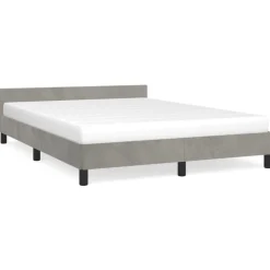 Cadre de lit sans matelas gris clair 140x190 cm velours