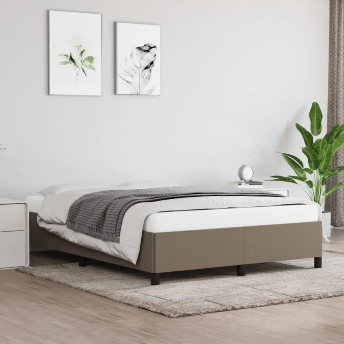 Cadre de lit sans matelas taupe 140x190 cm tissu