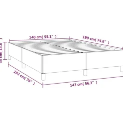Cadre de lit sans matelas taupe 140x190 cm tissu