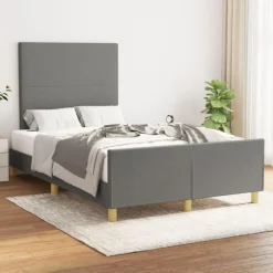 Cadre de lit sans matelas gris fonce 120x200 cm tissu