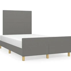 Cadre de lit sans matelas gris fonce 120x200 cm tissu
