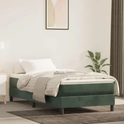 Cadre de lit sans matelas vert fonce 90x200 cm velours