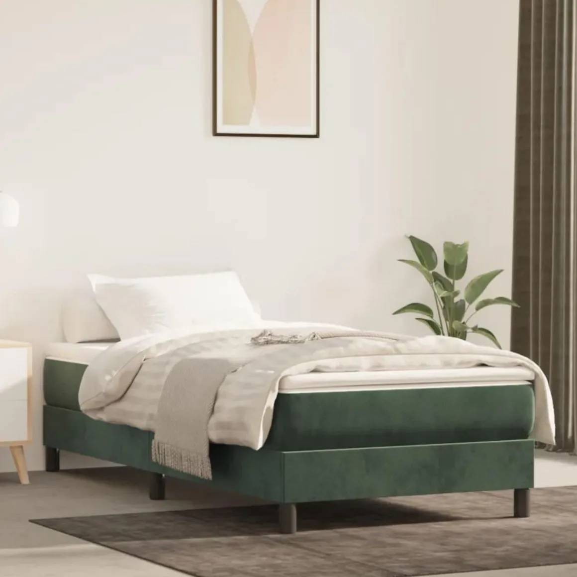 Cadre de lit sans matelas vert fonce 90x200 cm velours