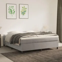 Cadre de lit sans matelas gris clair 180x200 cm velours