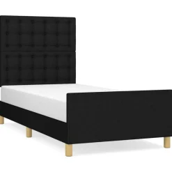Cadre de lit sans matelas avec tete de lit noir 80x200 cm tissu