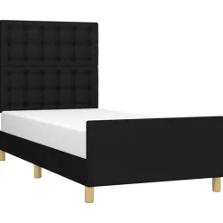 Cadre de lit sans matelas avec tete de lit noir 80x200 cm tissu